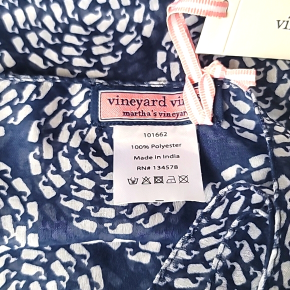 🐳 🐳 Vineyard Vines Spiral Whale Scarf Sheer Navy Blue & White 72"x20" NWT - Picture 3 of 5